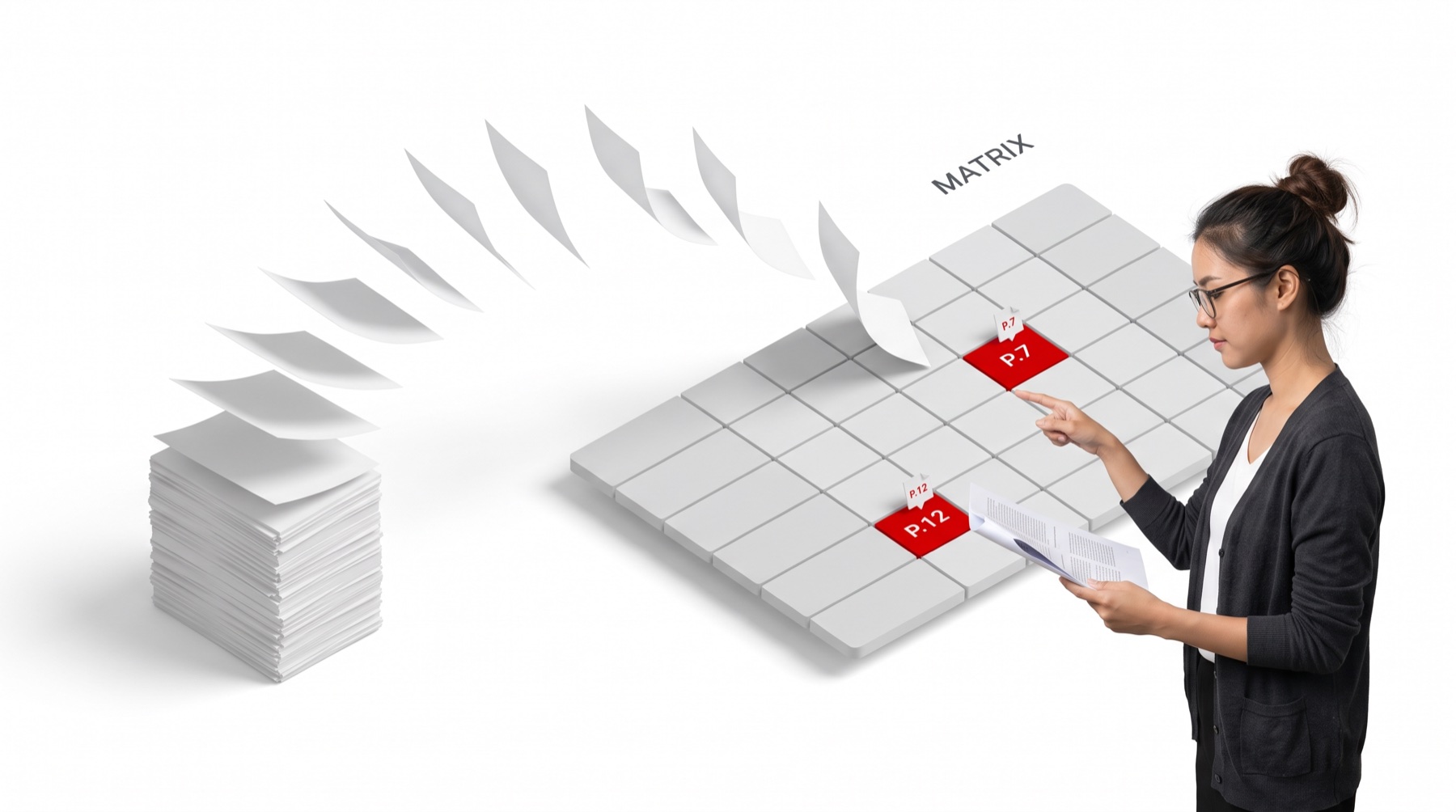 นักวิจัยตรวจตาราง Literature Matrix ที่ทุกช่องอ้างเลขหน้า